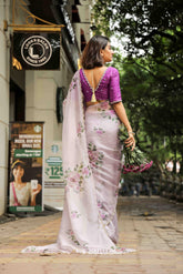 Tara Lilac Organza Silk Saree